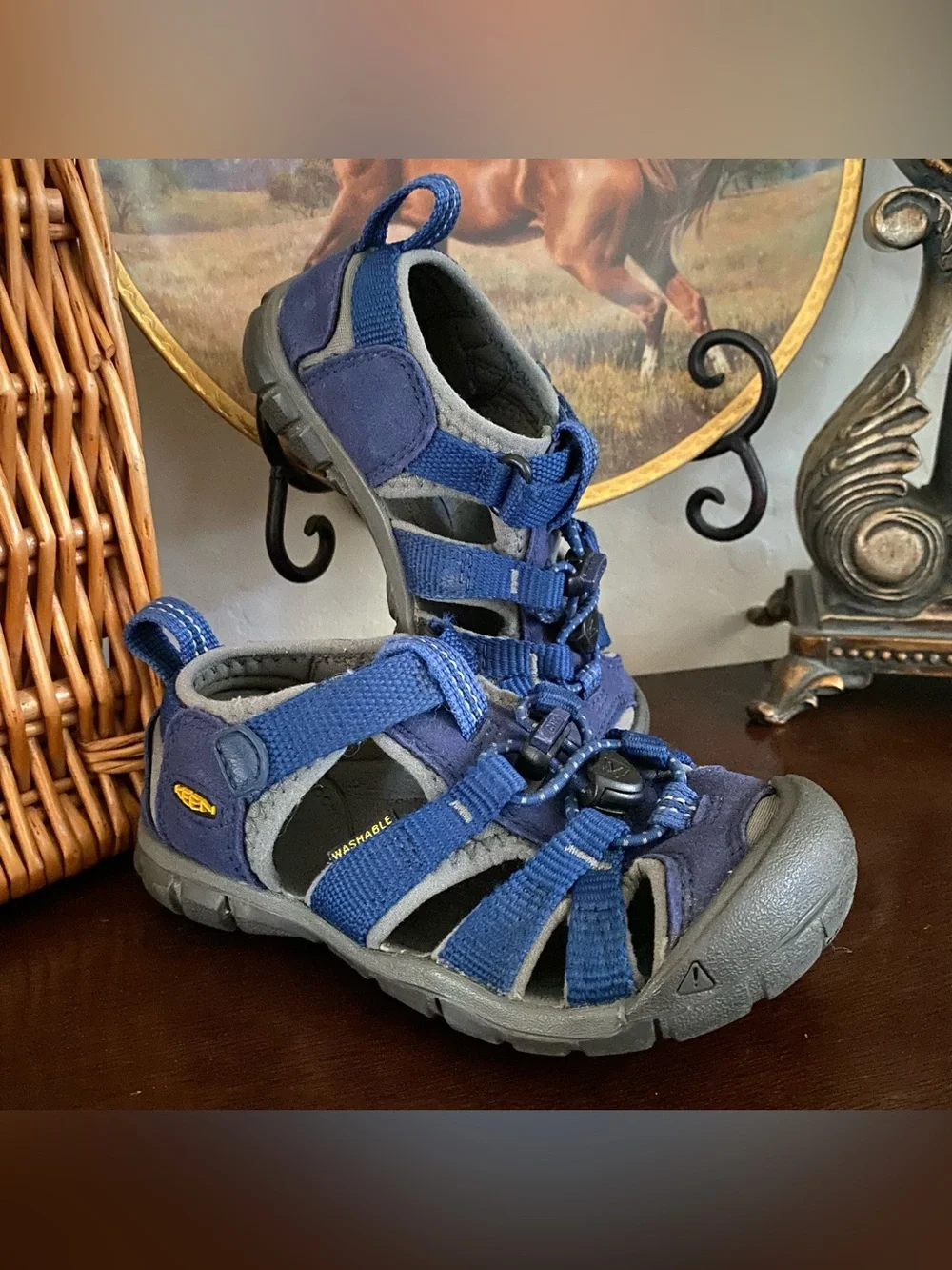 KEEN Blue Sandals Seacamp II CNX Little Kid Sz9 Water Friendly Outdoor Hiking